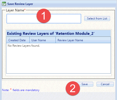 Save Review Layer window