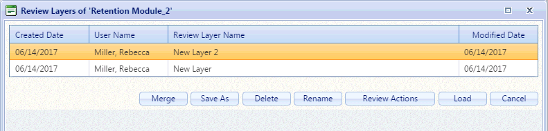 Review Layers window