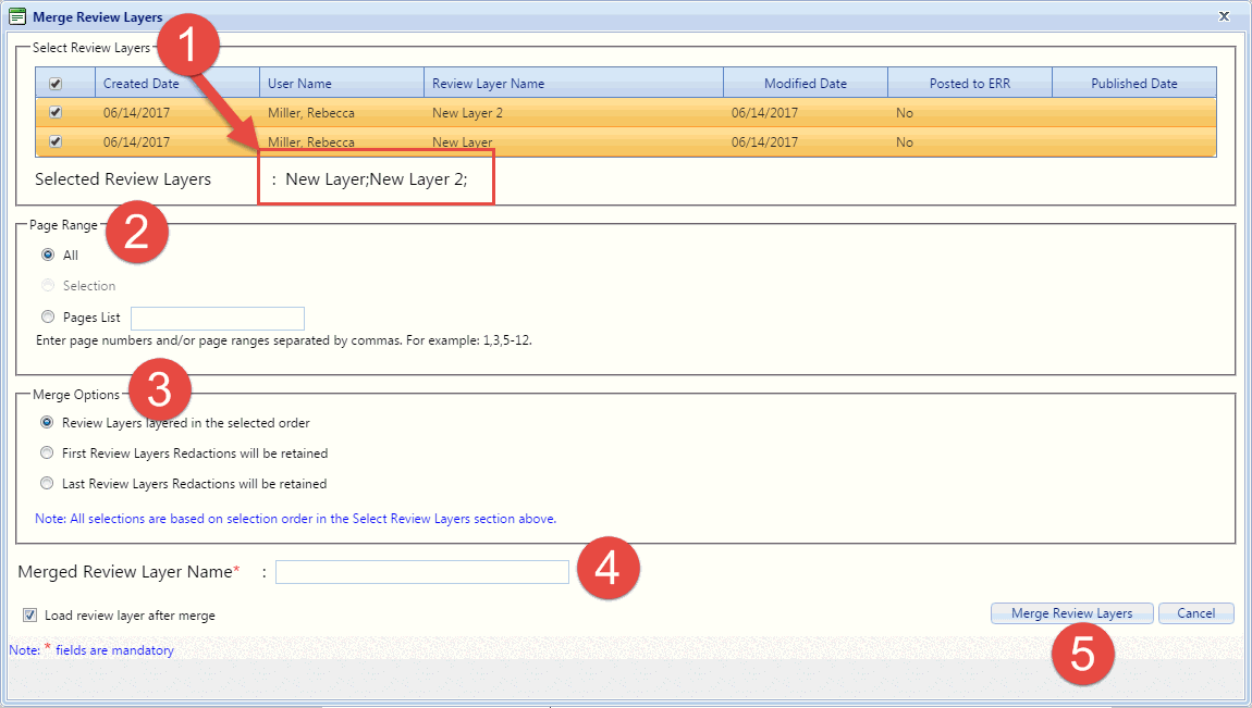 Merge Layers window